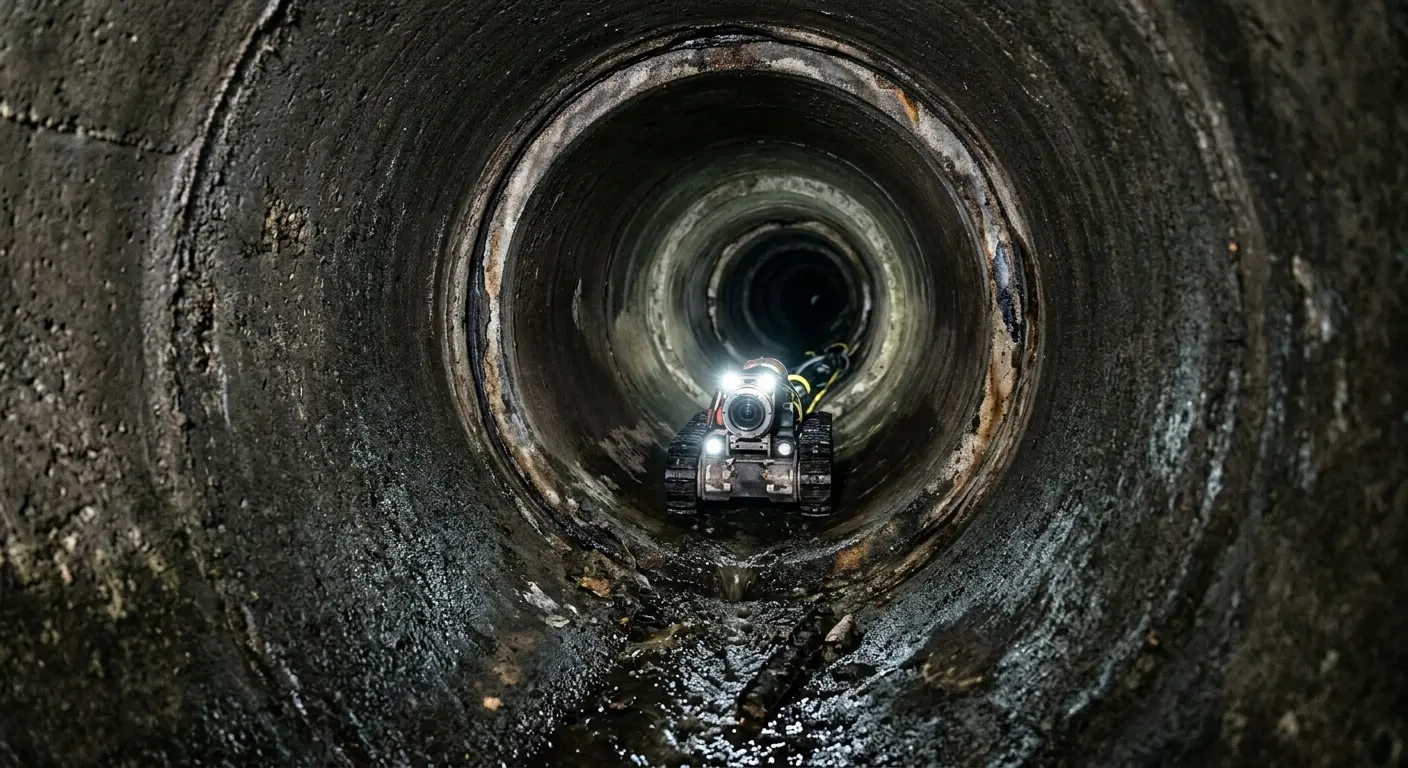 Robotic sewer camera inspecting pipe interior for Drain Snake Service in Ellsworth